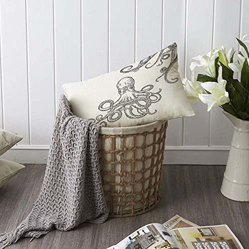 TKS MITLAN Octopus Throw Pillow Case Cushion Cover Tentacles in a Rough Wood Cut Style Linen Couch Bed Sofa Car Waist Cushion Cover 12 x 20 inch - color: Octopus 2, size: 20" x 12" (Pack of 1)