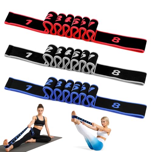Fitness Resistance Bands with Handles, 2026 Upgrade Fitness Resistance Band for Stretching and Yoga, Fashion Puller Exercise, Adjustable Leg Stretcher Bands for Full Body Stretching Shaping - color: 3pcs-B
