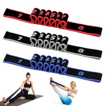 Fitness Resistance Bands with Handles, 2026 Upgrade Fitness Resistance Band for Stretching and Yoga, Fashion Puller Exercise, Adjustable Leg Stretcher Bands for Full Body Stretching Shaping - color: 3pcs-B