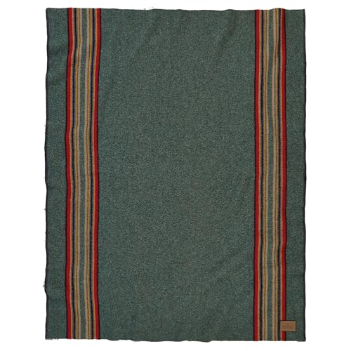 Pendleton Yakima Throw 54" x 66", Wool Cotton | Soft and Durable Throw for Home and Travel - Green Heather - color: Green Heather