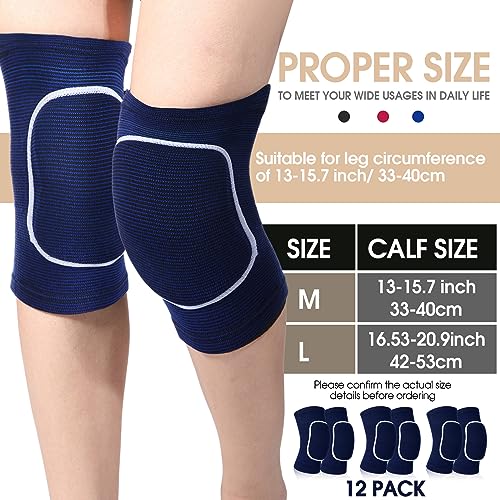 Lenwen 12 Pairs Volleyball Knee Pads Soft Breathable, Medium, Blue, White - color: Blue, White, size: Medium