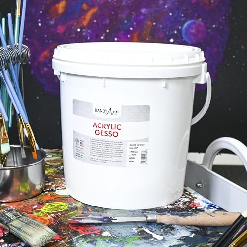 Handy Art Acrylic Gesso, Gallon, Black, Primer for Canvas, Wood, & Artist Painting Surfaces, Enhances Acrylic Paint Adhesion, Low Viscosity, Thick Coverage, Certified Safe & AP Non-Toxic, Made in USA - color: Black Gesso, size: 128 Fl Oz (Pack of 1)
