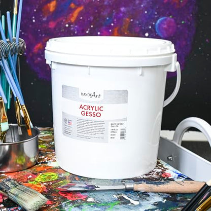 Handy Art Acrylic Gesso, Gallon, Black, Primer for Canvas, Wood, & Artist Painting Surfaces, Enhances Acrylic Paint Adhesion, Low Viscosity, Thick Coverage, Certified Safe & AP Non-Toxic, Made in USA - color: Black Gesso, size: 128 Fl Oz (Pack of 1)