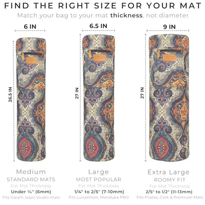 UDANA Canvas Yoga Mat Bag for Women & Men, Full-Zip Carrier with 3 Pockets & Adjustable Strap, Stylish Gym & Pilates Bag – Available in Multiple Sizes