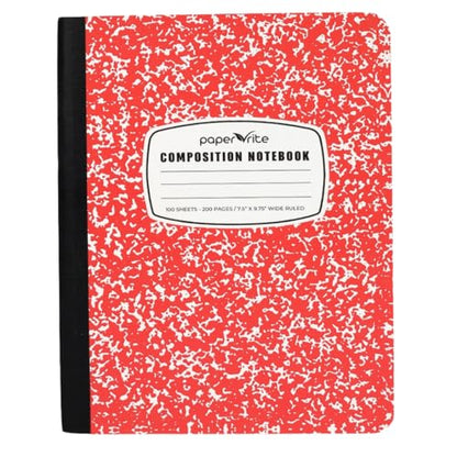 Paper Rite Wide Ruled Marble Composition Notebooks | Colorful Covers | 100 Sheets | For School Office Students | 9.75 x 7.5 in | Pack of 6