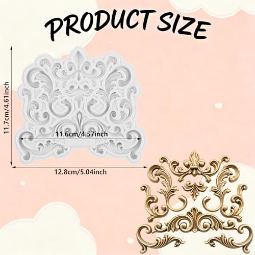 Baroque Polymer Clay Molds Baroque Scroll Relief Silicone Mold | Filigree Mold DIY Crafts Epoxy Resin Casting Polymer Clay Tools Craft Air Dry Jewelry Making - color: Style M