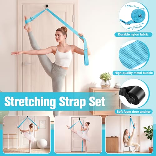 Ballet Practice Kit - Turning Board, Stretching Strap & Resistance Band to Improve Turns, Balance, Spinning for Dance - color: BLUE