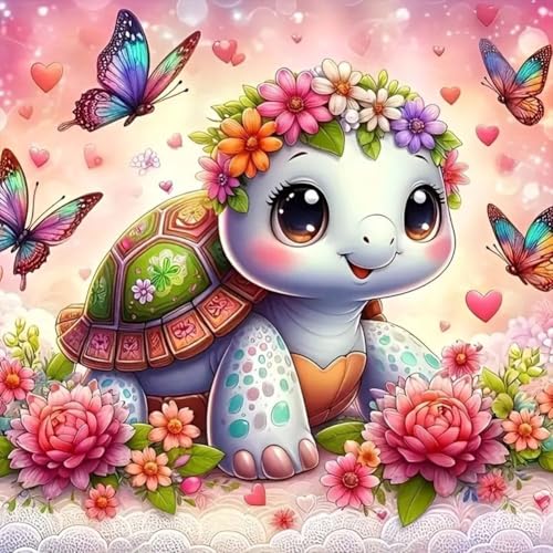 Reluohuo Turtle Diamond Art Kit for Adult Full Drill Diamond Painting Kit | Flower Butterfly Diamond Art Kit for Beginner Round Full Drill Acrylic, DIY Art Craft for Wall Decor Holiday Gifts 12x12 Inch - color: Turtle