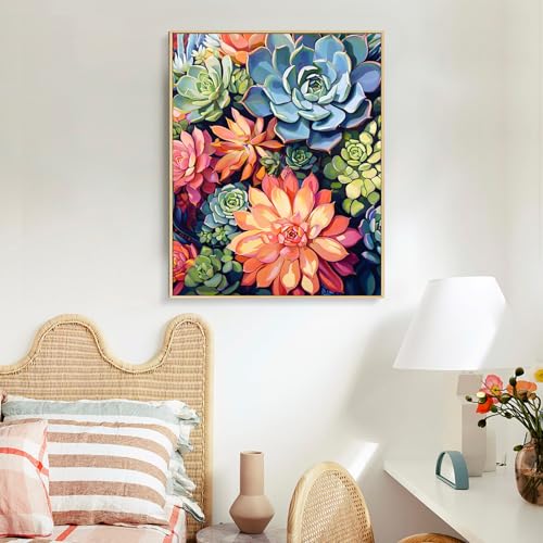 Paint by Numbers Kit for Adults, Succulents DIY Acrylic Canvas Painting Set | 16x20 Inch, Number Painting Craft Kit for Adults, Perfect for Beginners, Home Wall Decor, Stress Relief Relaxing Hobby Gift - color: BOP1PNP13