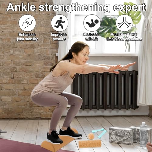Cork Balance Board Foot Strengthener, Natural Cork Balance Board Ankle Stability Trainer for Foot Function Training Enhance Joint Stability Improve Body Posture