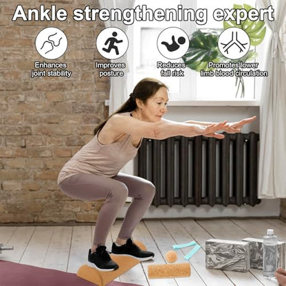 Cork Balance Board Foot Strengthener, Natural Cork Balance Board Ankle Stability Trainer for Foot Function Training Enhance Joint Stability Improve Body Posture