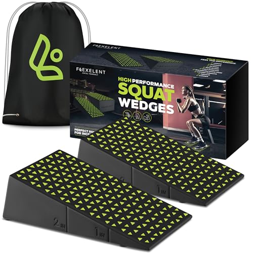 Flexelent Heel Elevated Squat Wedge Block Pair, 17° Angle, Bag Included - color: Lime Green