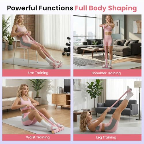 2026 Upgraded 8-Tube Multifunction Pedal Resistance Bands with Handles - Ultra-Strong Tension for Yoga, Full-Body Workout - Ideal for Home, Office & Travel Fitness (Pink)