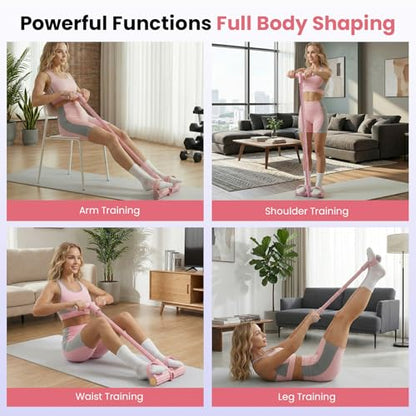 2026 Upgraded 8-Tube Multifunction Pedal Resistance Bands with Handles - Ultra-Strong Tension for Yoga, Full-Body Workout - Ideal for Home, Office & Travel Fitness (Pink)