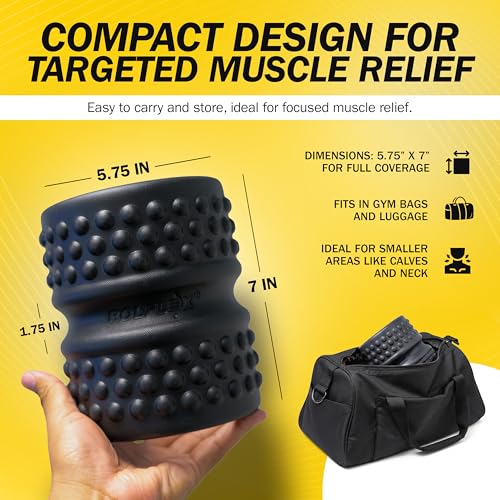 Rolflex SpineAline Foam Roller – Ergonomic Deep Tissue Spine Alignment Tool | Spine, Neck, Leg and Back Stretcher – Lightweight, Durable & Portable Muscle Rollers – Supports Up to 300 lbs – Black