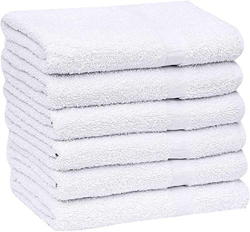 GOLD TEXTILES White Hand Towels 24 Pack (15x25 Inches) Cotton Blend Salon Towels Thin, Light Weight, Quick Drying Spa Towels