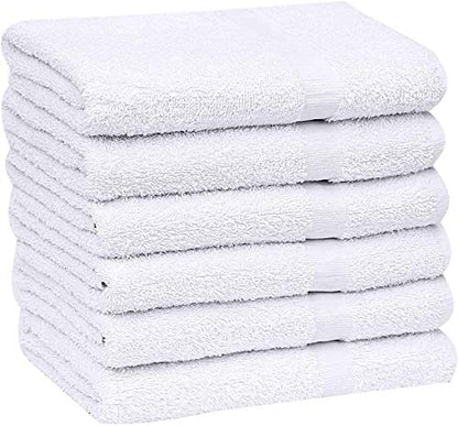GOLD TEXTILES White Hand Towels 24 Pack (15x25 Inches) Cotton Blend Salon Towels Thin, Light Weight, Quick Drying Spa Towels