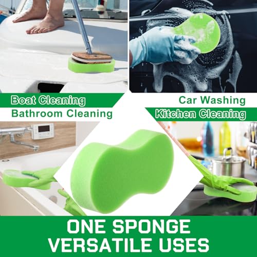 Vesici 24 Pack Large Sponges Bulk Multi-Purpose Extra Large Sponge for Washing Cars Field Day Water Games Household Cleaning Car Boat Bike Kitchen Bathroom Vacuum Compressed Packing (Bright Green) - color: Bright Green