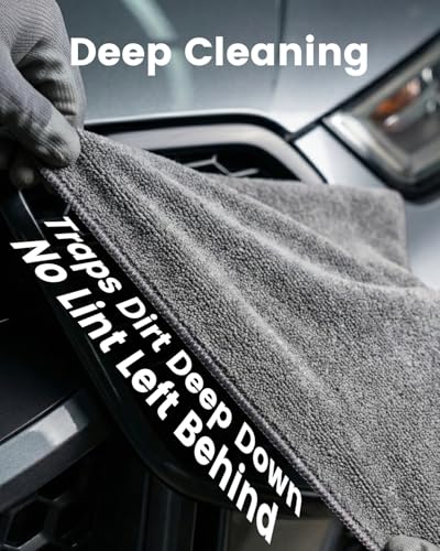 POPCHOSE Microfiber Cleaning Cloth, 12 Pack Super Absorbent Towels for Cars