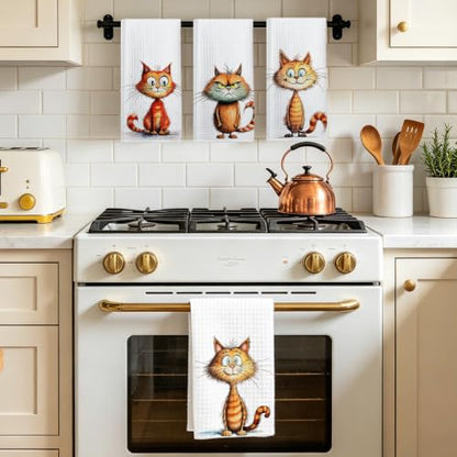 4 Pcs Funny Cat Kitchen Towels, Cute Cats Gifts Reusable Hand Towels-06 - color: Multi 1623