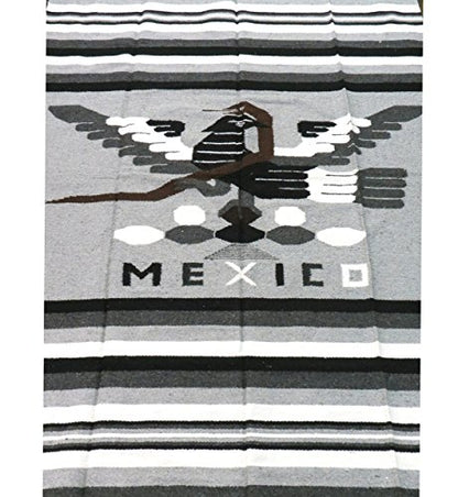 Leos Imports Hand Woven Mexican Blanket (Grey Mexico)