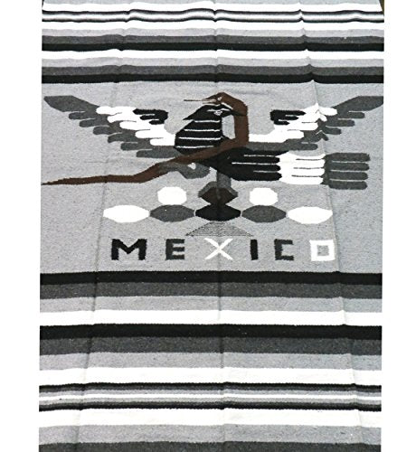 Leos Imports Hand Woven Mexican Blanket (Grey Mexico)
