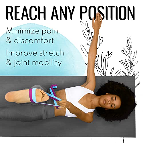 TECEUM 2 IN 1 Yoga & Mat Strap for Stretching – Cotton – 6/8/10 ft - color: Purple Blue, size: 8 ft