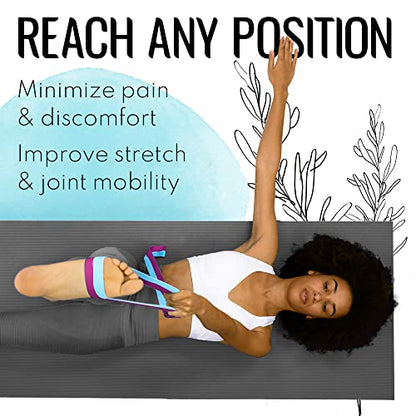 TECEUM 2 IN 1 Yoga & Mat Strap for Stretching – Cotton – 6/8/10 ft - color: Purple Blue, size: 8 ft