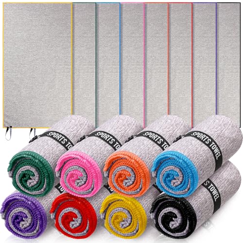 Peryiter 8 Pack Microfiber Quick Dry Gym Towels, Odor-Free Absorbent Fiber, Fast Drying Working Out Towel for Men & Women Hot Yoga Sweat Sports Exercise Fitness Gear(Bright Color) - color: Bright Color