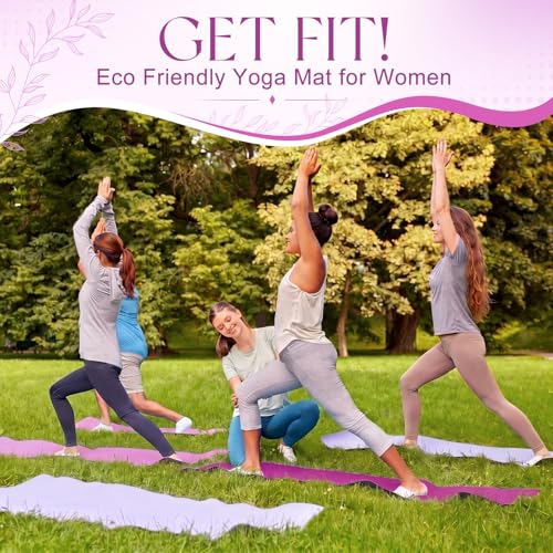 Funtery 3 mm Thin Yoga Mats Bulk, 68 x 24 in - color: Purple Series Color