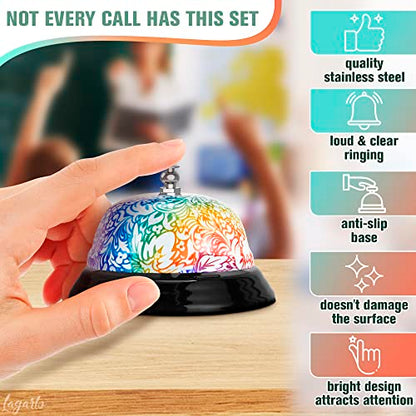 Floral Desk Bell for Teachers, 3.4 in, Stainless Steel, Clear Sound