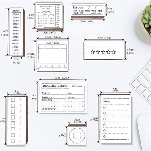 Rancco 18 Pcs Journal Stamps w/Ink Pad, 4 Set Bujo Stamp Calendar Planner Stencil for Journal DIY, to Do List, Tasks, Month Week Dates Organizer, Scrapbooking Craft, Enhance and Simplify Your Planner