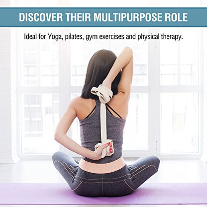 Stretching Straps and Yoga Blocks - Yoga Beginner Kit for Pilates & Gym