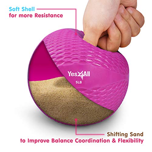 Yes4All Weighted Toning Balls for Exercise, Soft Medicine Balls for Exercise, Pilates, Yoga, Balance, Flexibility, 2-10lbs - color: Pink, style: B. Diamond Grip - Knurl
