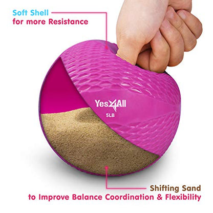 Yes4All Weighted Toning Balls for Exercise, Soft Medicine Balls for Exercise, Pilates, Yoga, Balance, Flexibility, 2-10lbs - color: Pink, style: B. Diamond Grip - Knurl