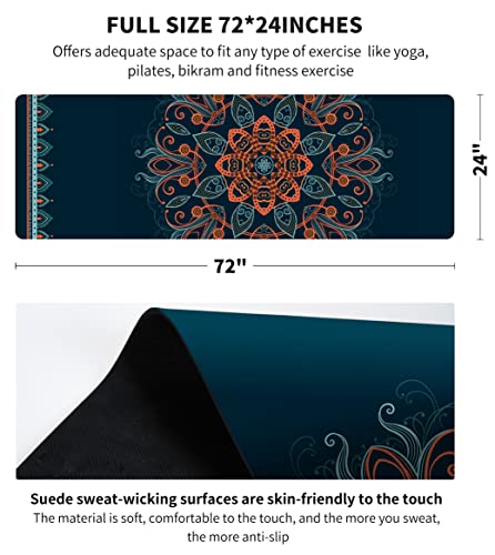 nuveti Printed Travel Yoga Mat 1/16 Inch Thick Non Slip Fitness Workout Mat | with Carrying Bag, Foldable Lightweight Suede & Natural Rubber Yoga Mat for Yoga Pilates and Fitness 72" L x 24" W x 1.5mm - color: ShenHai