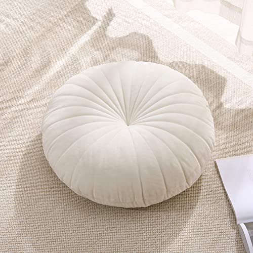 Floor Pillow Meditation Cushion Round Large Floor Pillows Seating for Adults, Velvet Thick Floor Cushions for Yoga Living Room Balcony Outdoor Tatami（Beige）