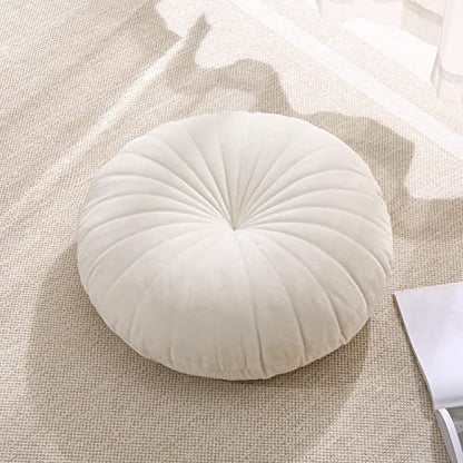 Floor Pillow Meditation Cushion Round Large Floor Pillows Seating for Adults, Velvet Thick Floor Cushions for Yoga Living Room Balcony Outdoor Tatami（Beige）