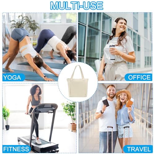 PATIKIL Yoga Mat Bags, Yoga Tote Carrier Shoulder Bag with Mat Pocket Carryall Canvas Tote Yoga Gym Bags - color: Khaki