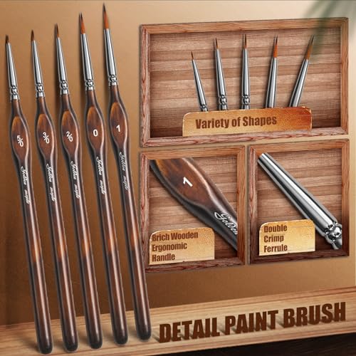 Detail Paint Brushes Dry Brushes, Golden Maple 10PC Flat Miniature Dry Paint Brushes Fine Detail Paint Brush Set for Acrylic, Oil, Watercolor & Figurine - style: 10GT