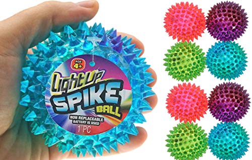 JA-RU Large 3.25" Light Up Spiky Rubber Ball (8 Balls) Spike Sensory Toy for Kids. Squishy Bouncy Dog Toy. Therapy Stress Fidget. Party Favor. Plus 1 Sticker. 699-8s - size: 8 Giant Balls