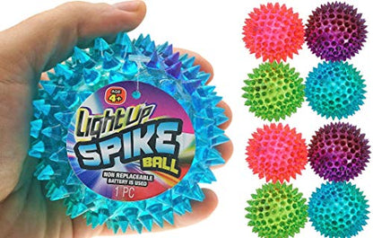 JA-RU Large 3.25" Light Up Spiky Rubber Ball (8 Balls) Spike Sensory Toy for Kids. Squishy Bouncy Dog Toy. Therapy Stress Fidget. Party Favor. Plus 1 Sticker. 699-8s - size: 8 Giant Balls