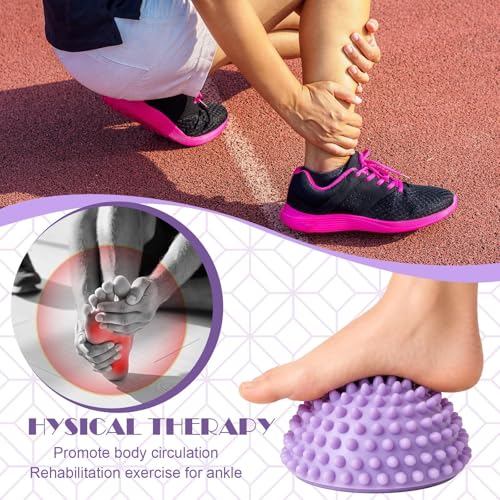 Threlaco 2 Pcs Half Round Massage Ball for Feet Spiky Massage Ball for Kids Adults Sports, Stability Training, Muscle Balancing Therapy, Yoga Gymnastics Exercise (Light Purple) - color: Light Purple