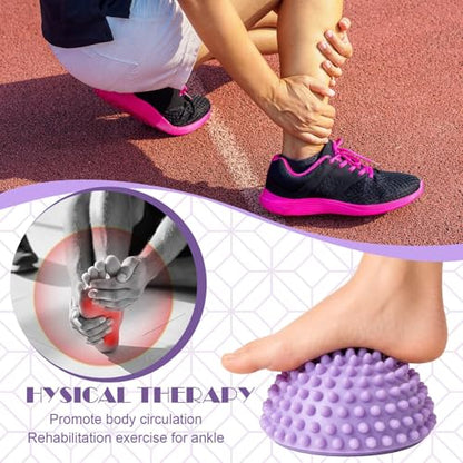 Threlaco 2 Pcs Half Round Massage Ball for Feet Spiky Massage Ball for Kids Adults Sports, Stability Training, Muscle Balancing Therapy, Yoga Gymnastics Exercise (Light Purple) - color: Light Purple