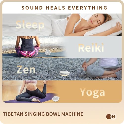 Portable Tibetan Singing Bowl Machine -Sound Bowwith Over 10 Meditation Noises, Crystal Healing, Chakra Healing, Spiritual Mindfulness and Sound Therapy, Yoga Women/Men