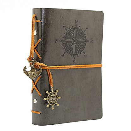 EvZ 7-Inch Refillable A6 Binder Notebook - Premium Vegan Leather Personal Planner, Eco-Friendly Journal with 6-Ring Loose-Leaf System for Writing, Business, and Creative Sketches, Grey - color: Grey, size: 7 Inches