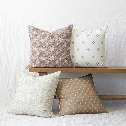 Woven Nook - Modern & Luxurious Decorative Boho Throw Pillow Covers - Durable Quality & Machine Washable - 100% Cotton Canvas - Dover Set - 4 Pack (22 x 22)