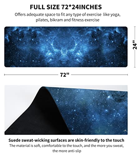 nuveti Printed Travel Yoga Mat 1/16 Inch Thick Non Slip Fitness Workout Mat | with Carrying Bag, Foldable Lightweight Suede & Natural Rubber Yoga Mat for Yoga Pilates and Fitness 72" L x 24" W x 1.5mm - color: MengHuan