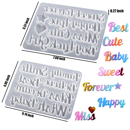 ZQYSIING Alphabet Resin Molds, Set of 2 Blessing Alphabet Keychain Molds | Conjoined Alphabet Silicone Molds for Epoxy Resin Casting, DIY Crafting Letter Keychain Bag Charms Jewelry Pendant - color: 2PCS Blessing Letter Molds