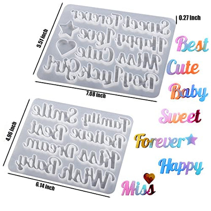ZQYSIING Alphabet Resin Molds, Set of 2 Blessing Alphabet Keychain Molds | Conjoined Alphabet Silicone Molds for Epoxy Resin Casting, DIY Crafting Letter Keychain Bag Charms Jewelry Pendant - color: 2PCS Blessing Letter Molds